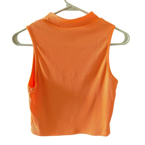 Orange Mock Neck Ribbed Top - Picture 2 of 6